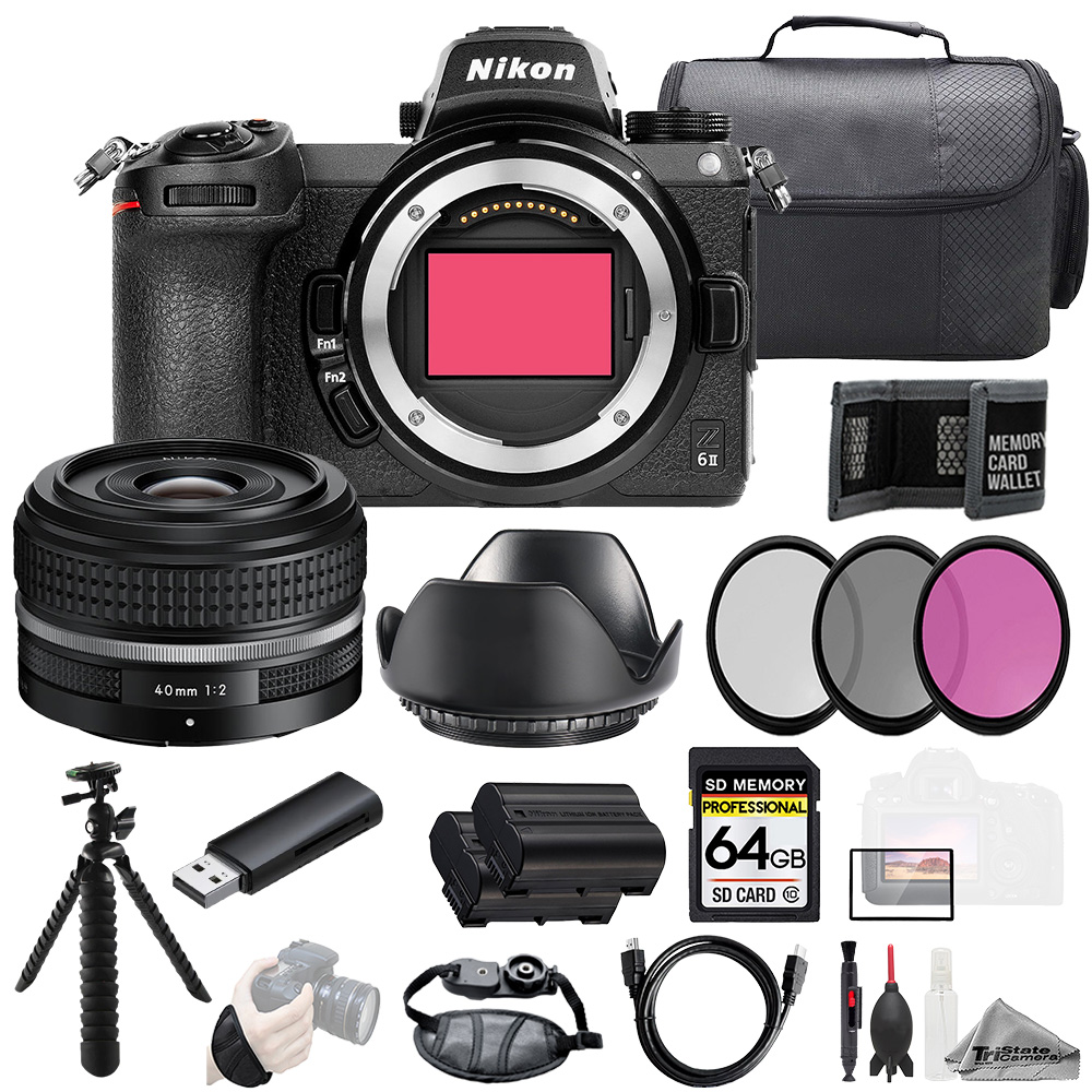 Nikon Z6 II + Z 40mm f/2 (SE) Lens +64GB + Ext Bat+ 3 PC Filter