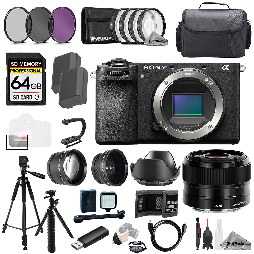SONY A6700・E 35mm F1.8 OSS セット品 Sony a6700 + E 35mm f/1.8 OSS Lens+64GB+Ext Bat+9 PC Filter-MEGA