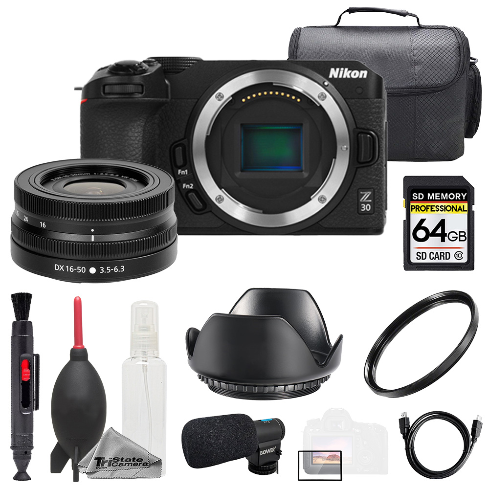 Nikon Z30 + Z DX 16-50mm f/3.5-6.3 VR Lens + Mic + 64GB + Bag