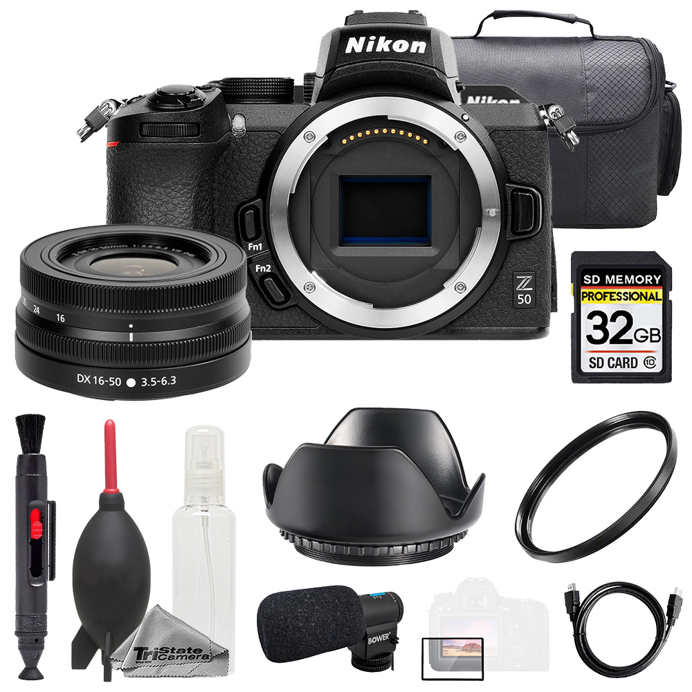 Nikon Z50 + Z DX 16-50mm f/3.5-6.3 VR Lens + Mic + 32GB +