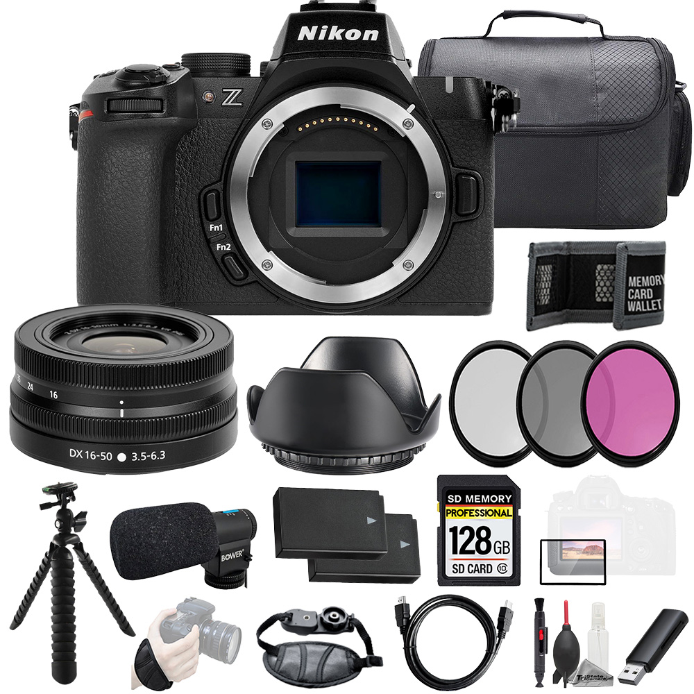 Nikon Z50 II + Z DX 16-50mm f/3.5-6.3 VR Lens + Mic+128GB+Ext Bat+