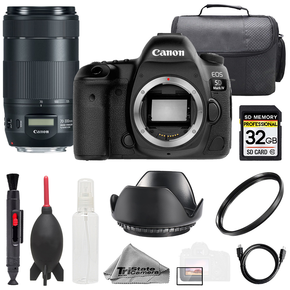 Canon EOS 5D IV + EF 70-300mm f/4-5.6 IS II USM Lens +32GB+ UV