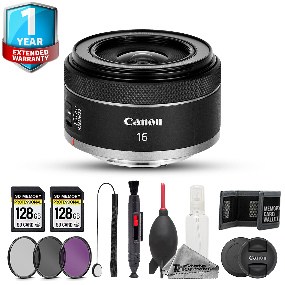 Canon RF 16mm f/2.8 STM Lens - 11pc 256GB Memory Care Bundle + 1
