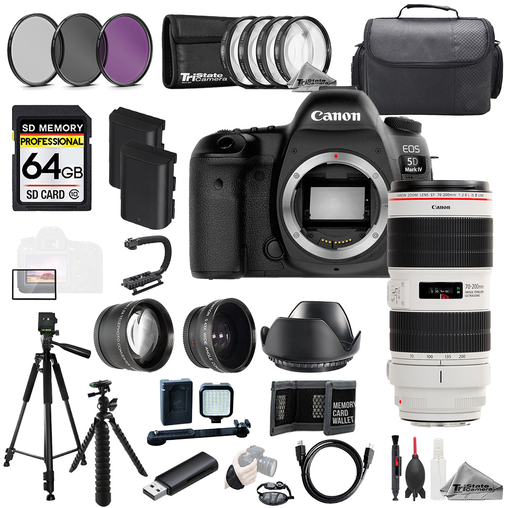 Canon EOS 5D IV + EF 70-200mm f/2.8L IS III USM Lens+64GB+9 PC