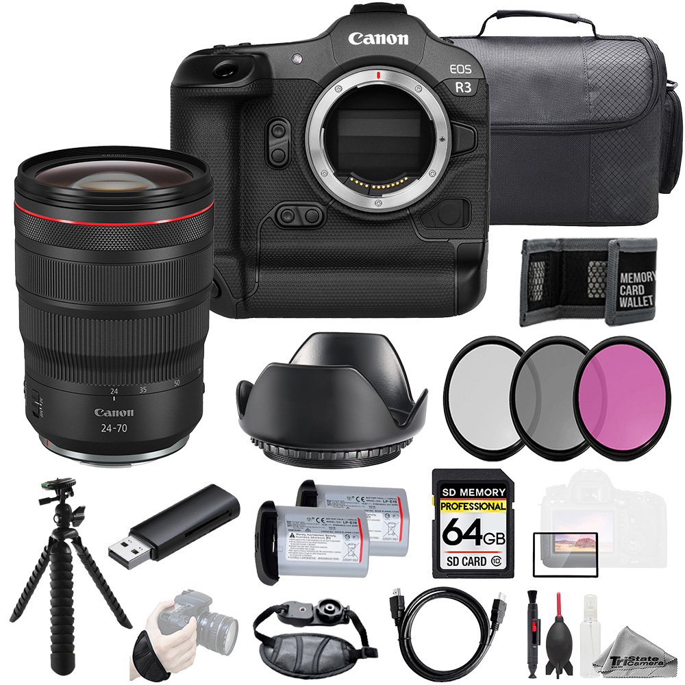 Canon EOS R3 + RF 24-70mm f/2.8L IS USM Lens+64GB+Ext Bat+3PC