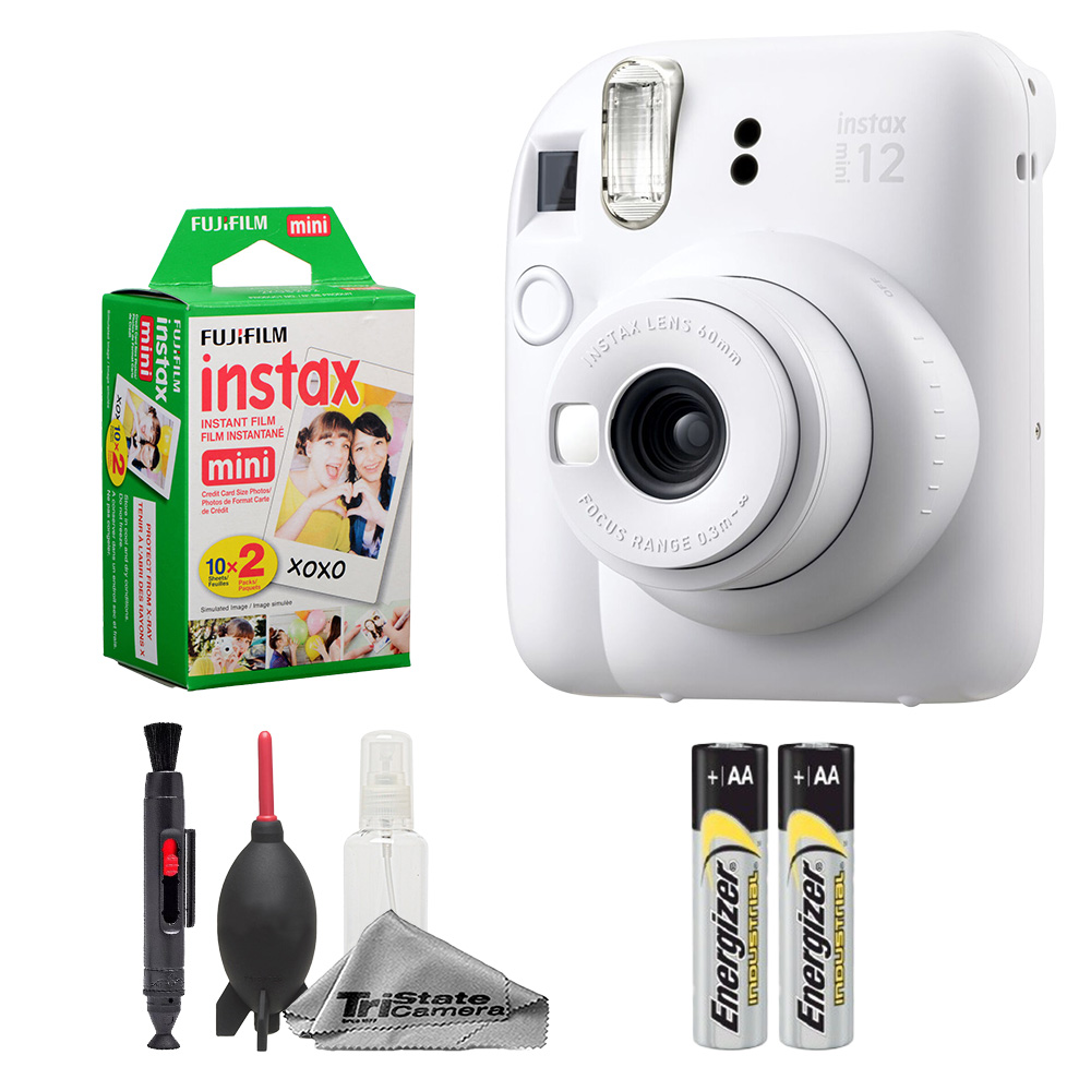 Fujifilm Instax Mini 12 Camera (Clay White) w/ 20 Mini Film