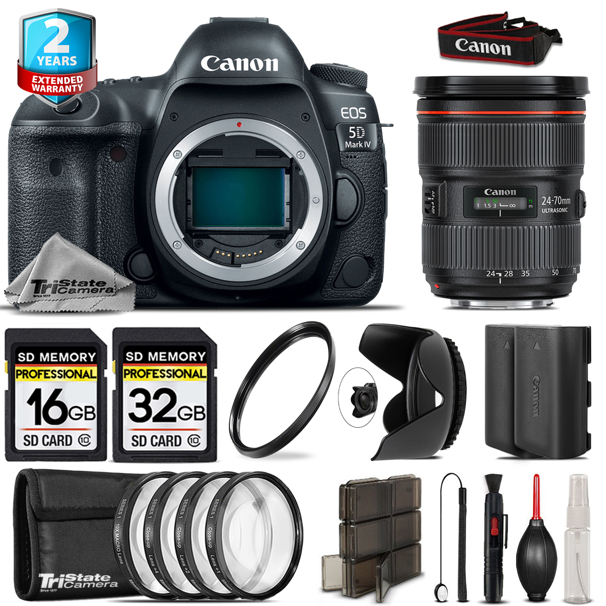 Canon EOS 5D Mark IV + 24-70mm f/2.8L II + 4PC Macro Kit + Extra