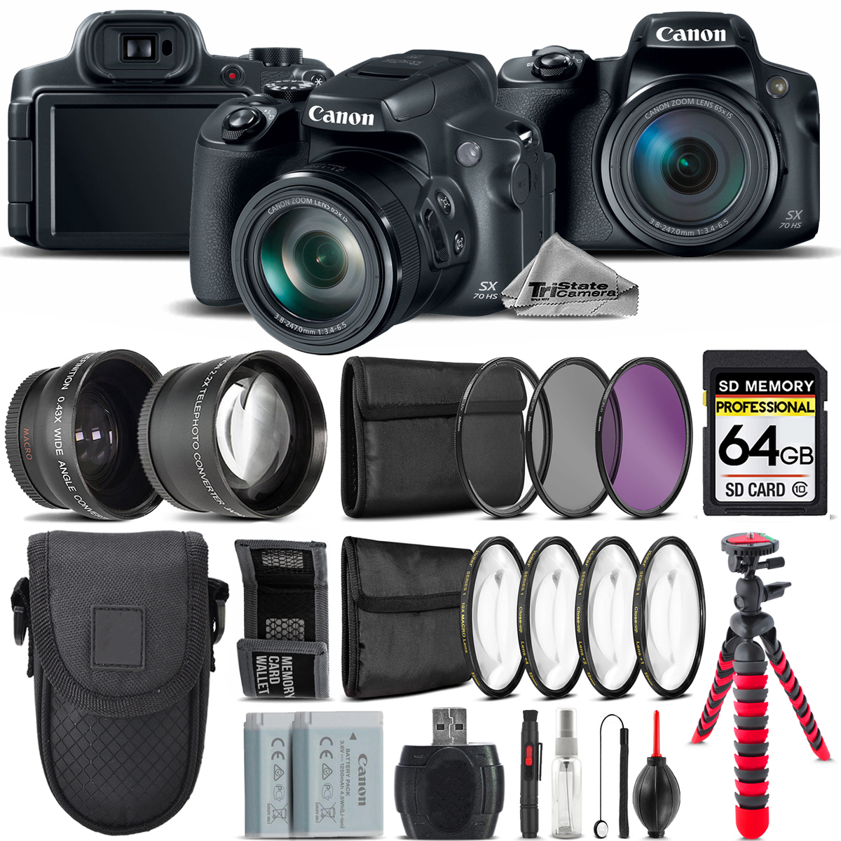 CANON　PowerShot SX70 HS Canon PowerShot SX70 HS Camera + 7 PC Filter Kit + Extra Battery