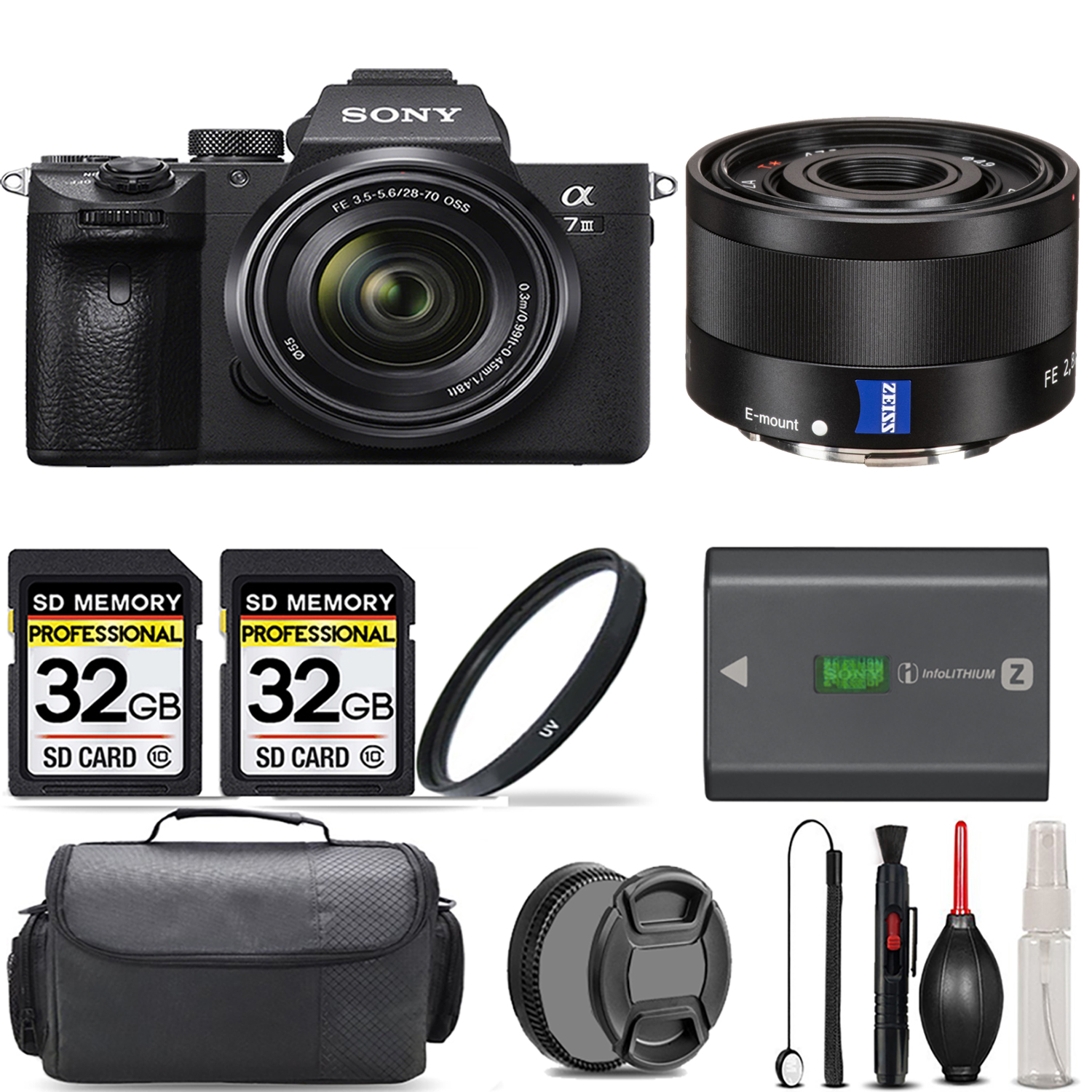 Sony a7 III Camera +28-70mm Lens + 35mm Lens +UV Filter + 64GB +