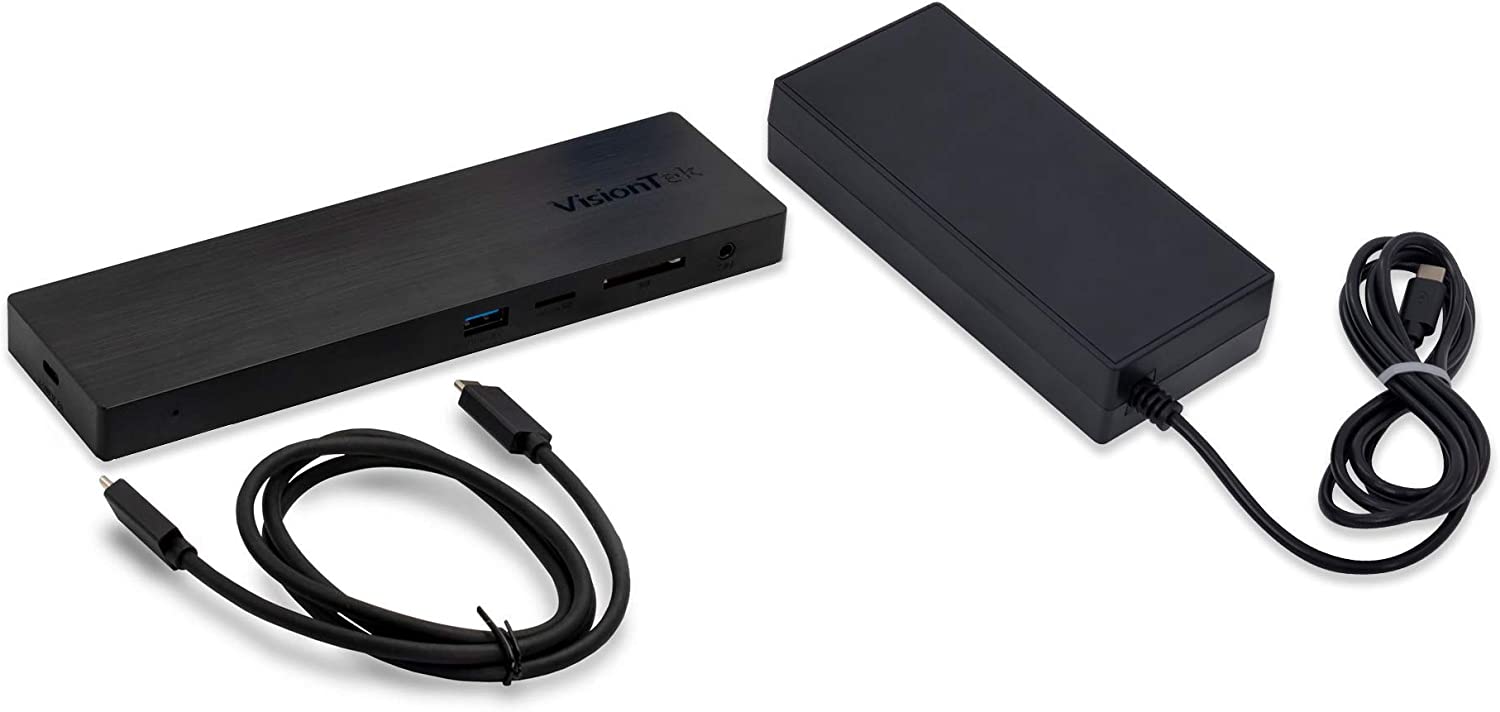 VisionTek VT2500 USB-C ドッキングステーション トリプルディスプレイ 85W 電力供給 デュアル4K対応 プラグアンドプレイ (HDMIx1、DisplayPortx2、USBx4、SD、M VisionTek VT2500 USB-C Docking Station | Triple Display | 11-in-1 Dock | DP  Alt Mode | 85W Power Delivery | Power Adapter Included | Windows, Mac,