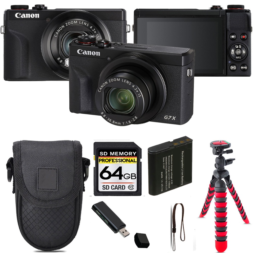 Canon PowerShot G7 X Mark III Camera (Black)+ Tripod + Case - 64GB