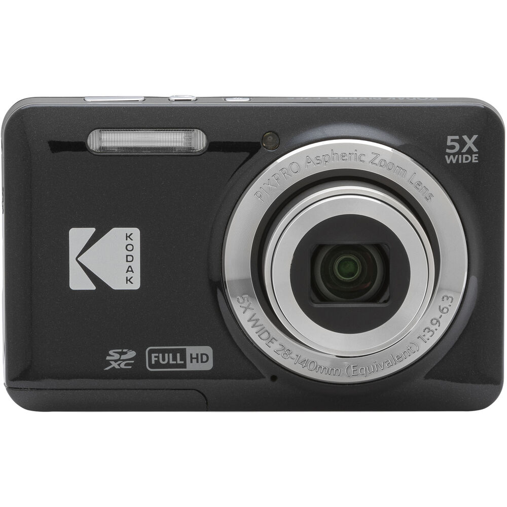 Kodak PIXPRO FZ55 Digital Camera (Black) + Extra Battery + Flash