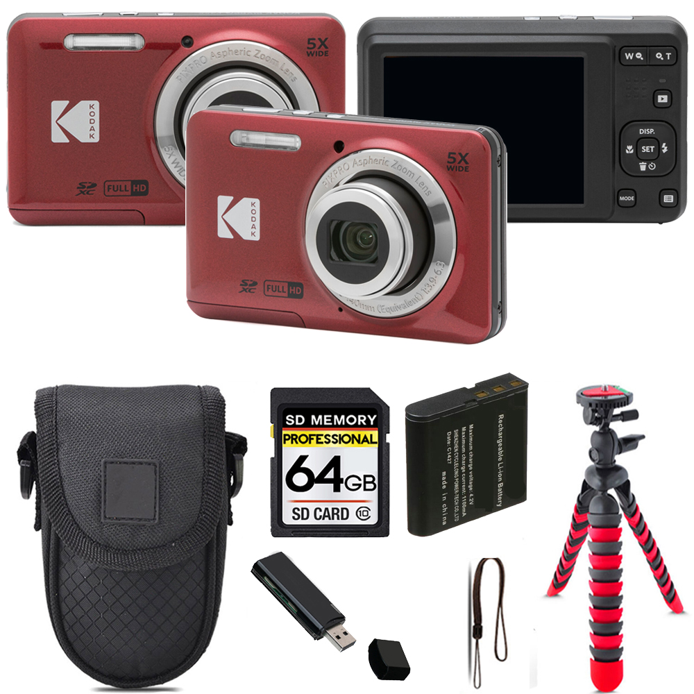 Kodak pixpro FZ55 レッド カメラ Amazon.com : Kodak PIXPRO FZ55 Digital Camera (Red) + Point