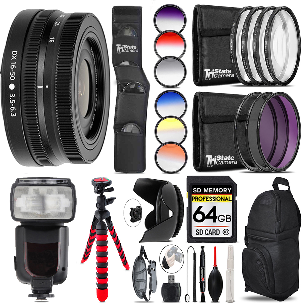 Ｆ.Ｆ 　　Nikon Z 50 DX 16-50 Kit Nikon Z DX 16-50mm VR Lens + Nikon Speedlight - 64GB Accessory Kit