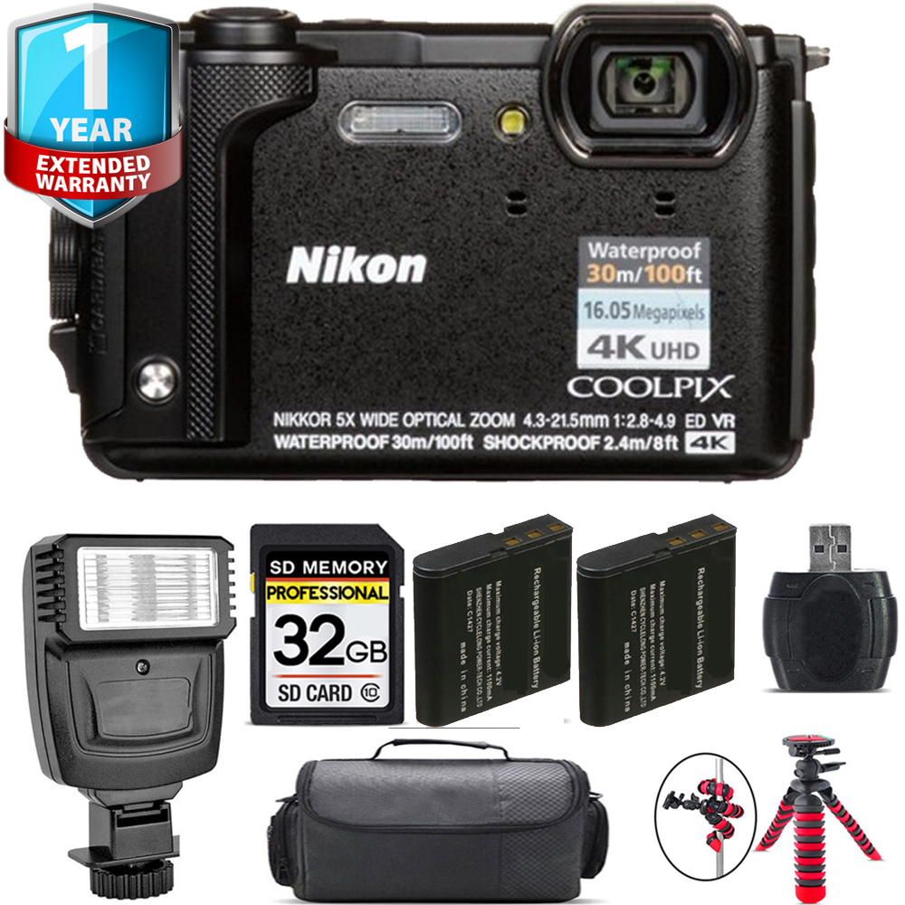 Nikon COOLPIX W300 Camera (Black) + Extra Battery +1 Yr Warranty +