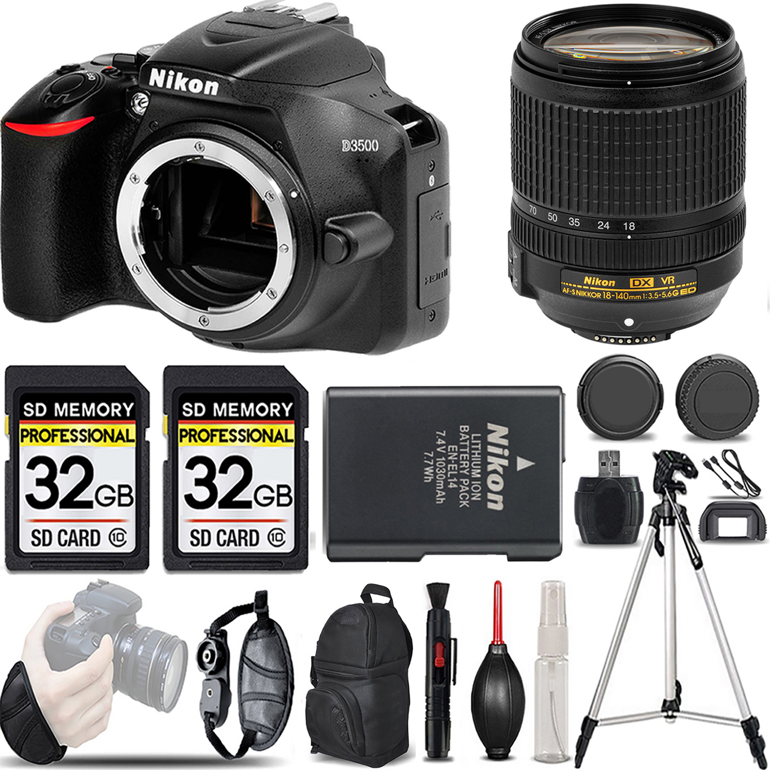 Nikon D3500 DSLR Camera (Body Only) +18-140mm f/3.5-5.6G Lens