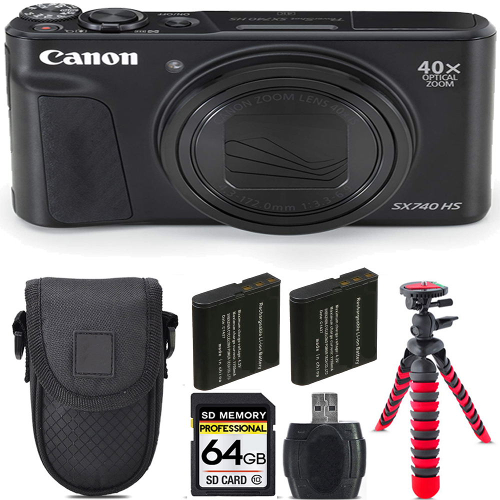 Canon PowerShot SX740 HS Camera (Black) + Extra Battery +Tripod +