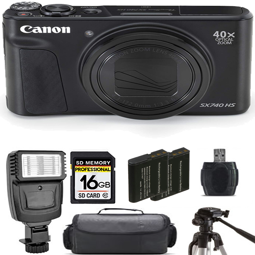 Canon PowerShot SX740 HS Camera (Black) + Extra Battery +