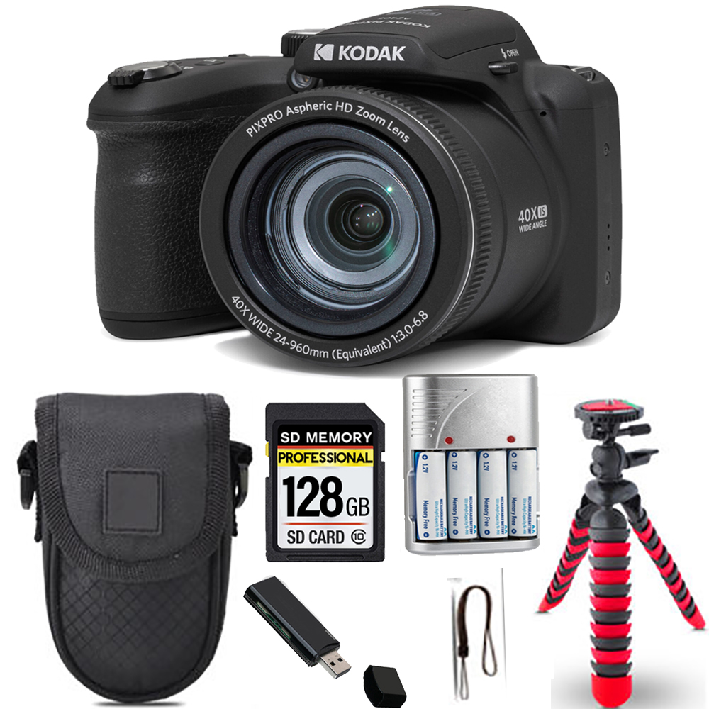 Kodak PIXPRO AZ405 Digital Camera (Black)+ Spider Tripod + Case