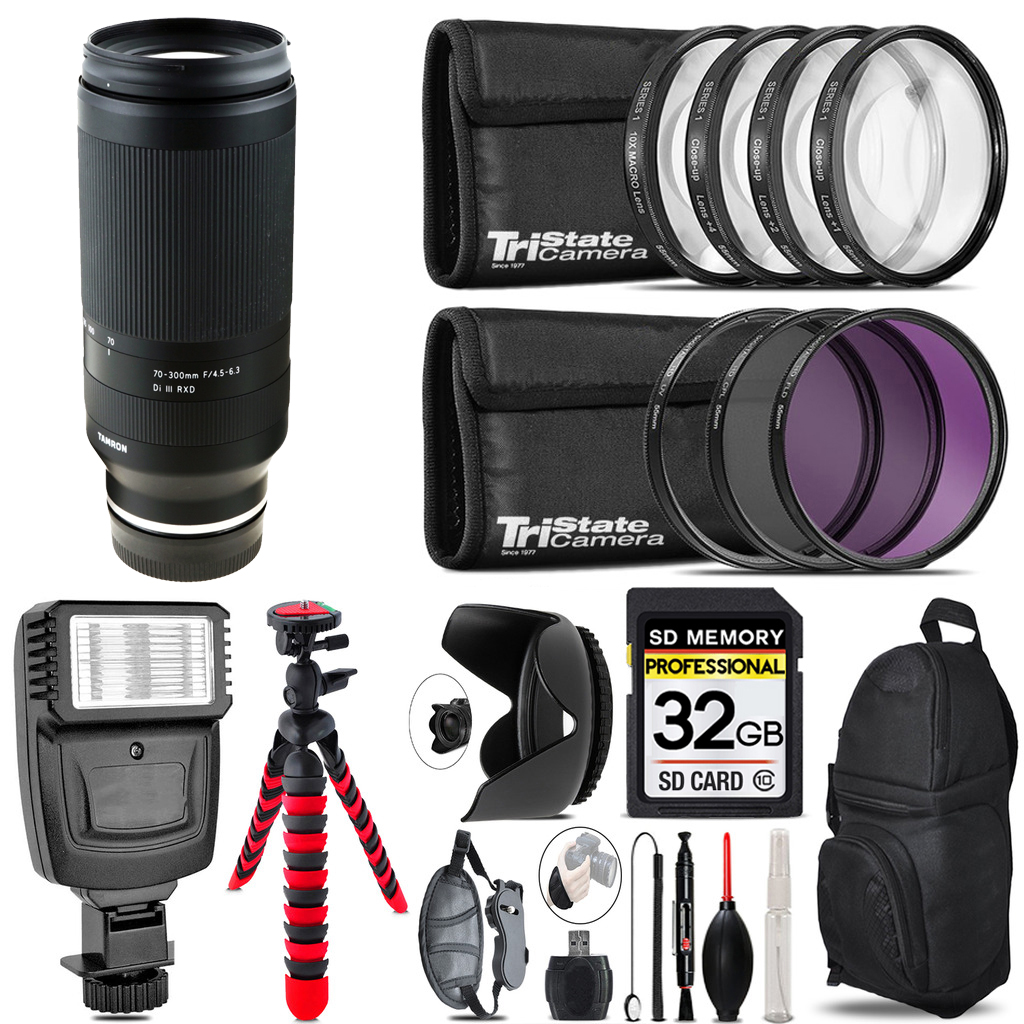 Tamron 70-300mm f/4.5-6.3 Di III RXD Lens (Z) +Flash + Tripod