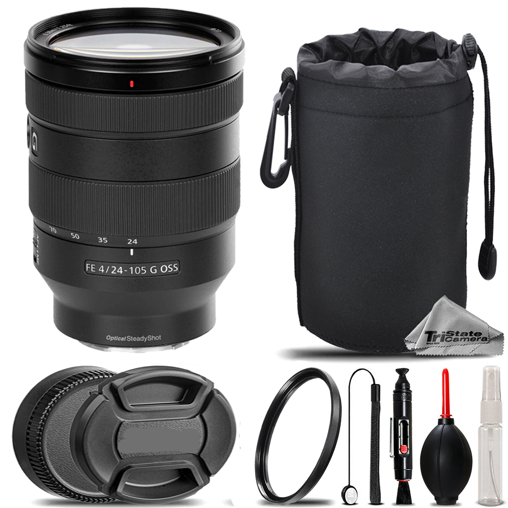 Sony FE 24-105mm f/4 G OSS Lens+ UV Filter+ + Hood +Lens Pouch