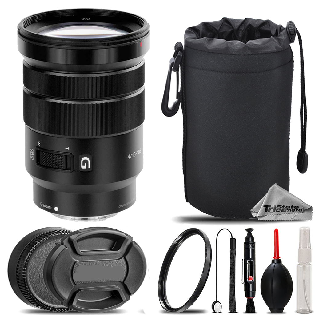 Sony E PZ 18-105mm f/4 G OSS Lens + UV Filter+ +Hood +Lens Pouch