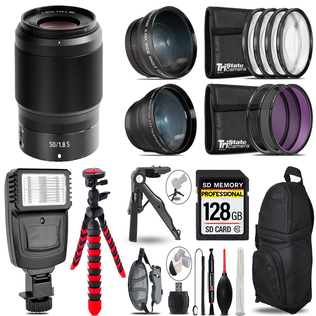Nikon NIKKOR Z 50mm f/1.8 S Lens -3 Lenses+ Flash+Tripod-128GB | eBay