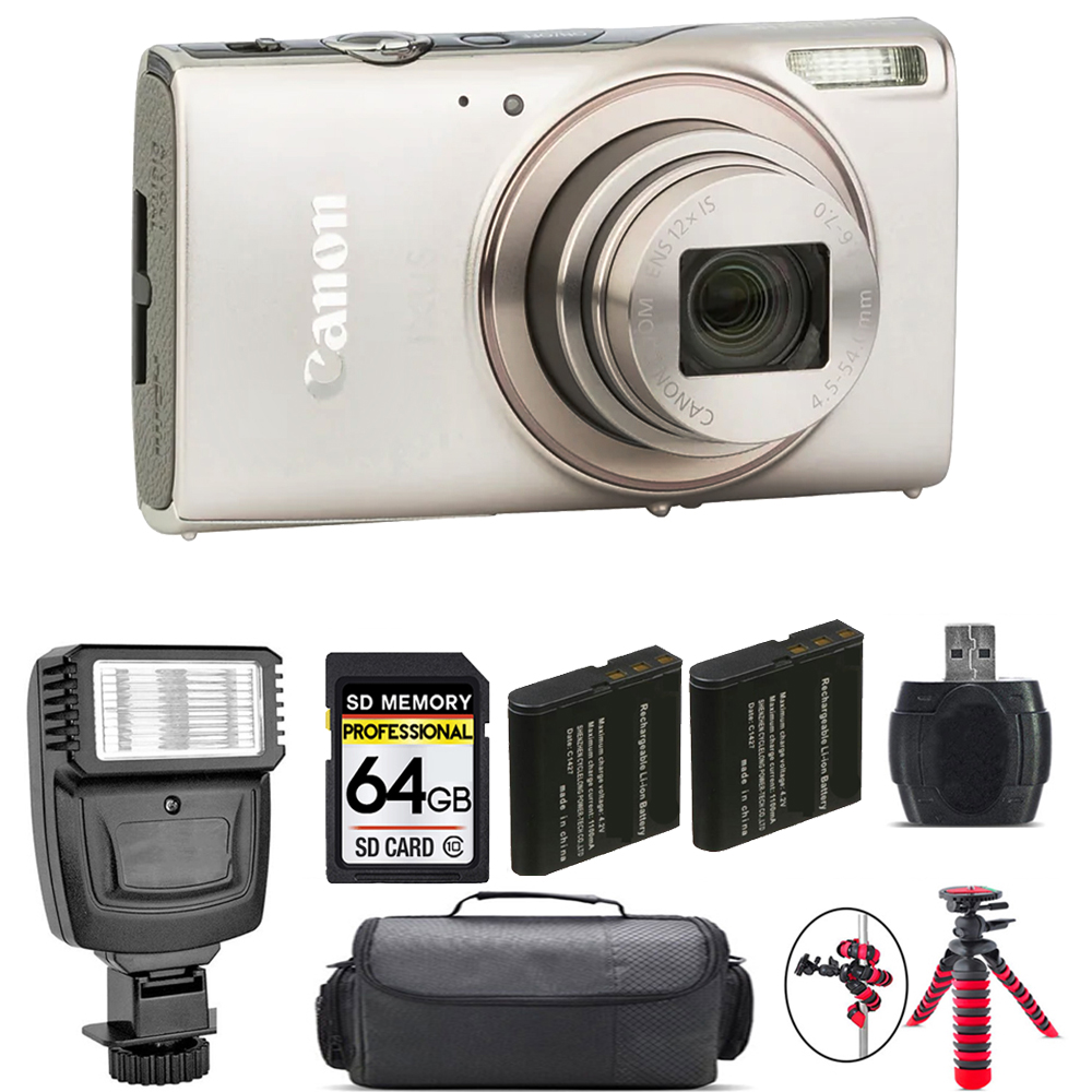 Canon PowerShot IXUS 285 Camera (Silver) + Extra Battery +