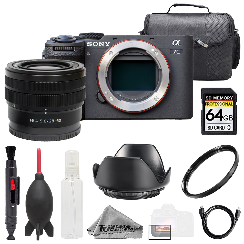Sony a7C II + FE 28-60mm f/4-5.6 Lens + 64GB + Bag+ UV Filter
