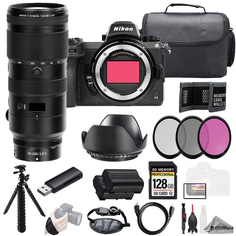 Nikon Z6 II + Z 70-200mm f/2.8 VR S Lens 128GB + Ext Bat+ 3 PC