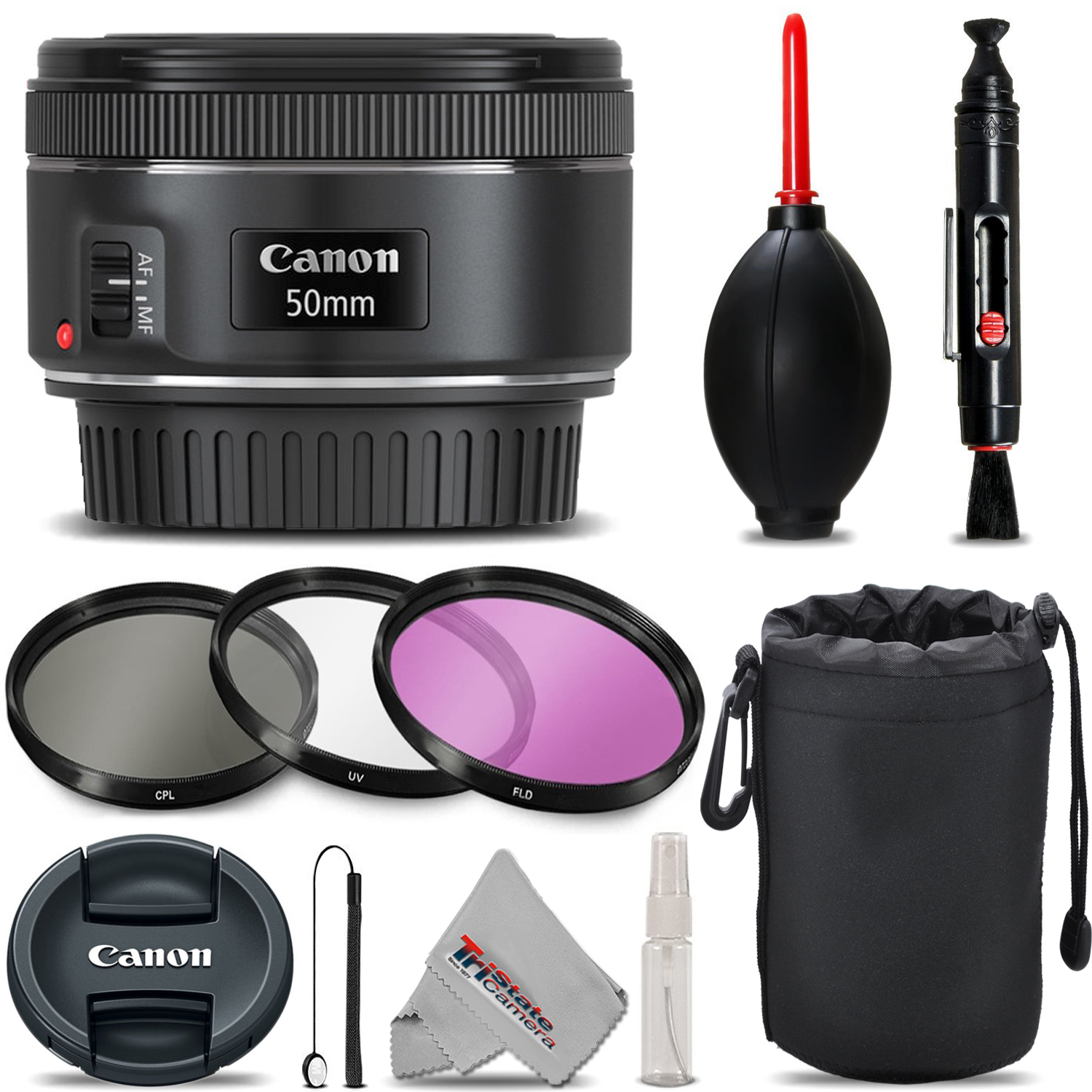 Canon EF 50mm F/1.8 STM Lens Ultra Saving Bundle Kit + Deluxe 3pc