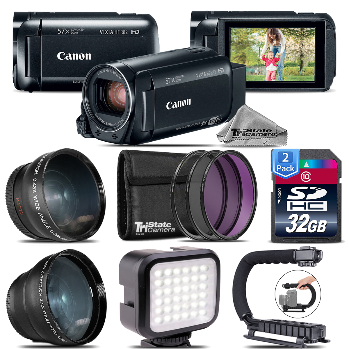 Canon VIXIA HF R800 + LED + Telephoto & Wide Angle Lens + UVCPLFLD