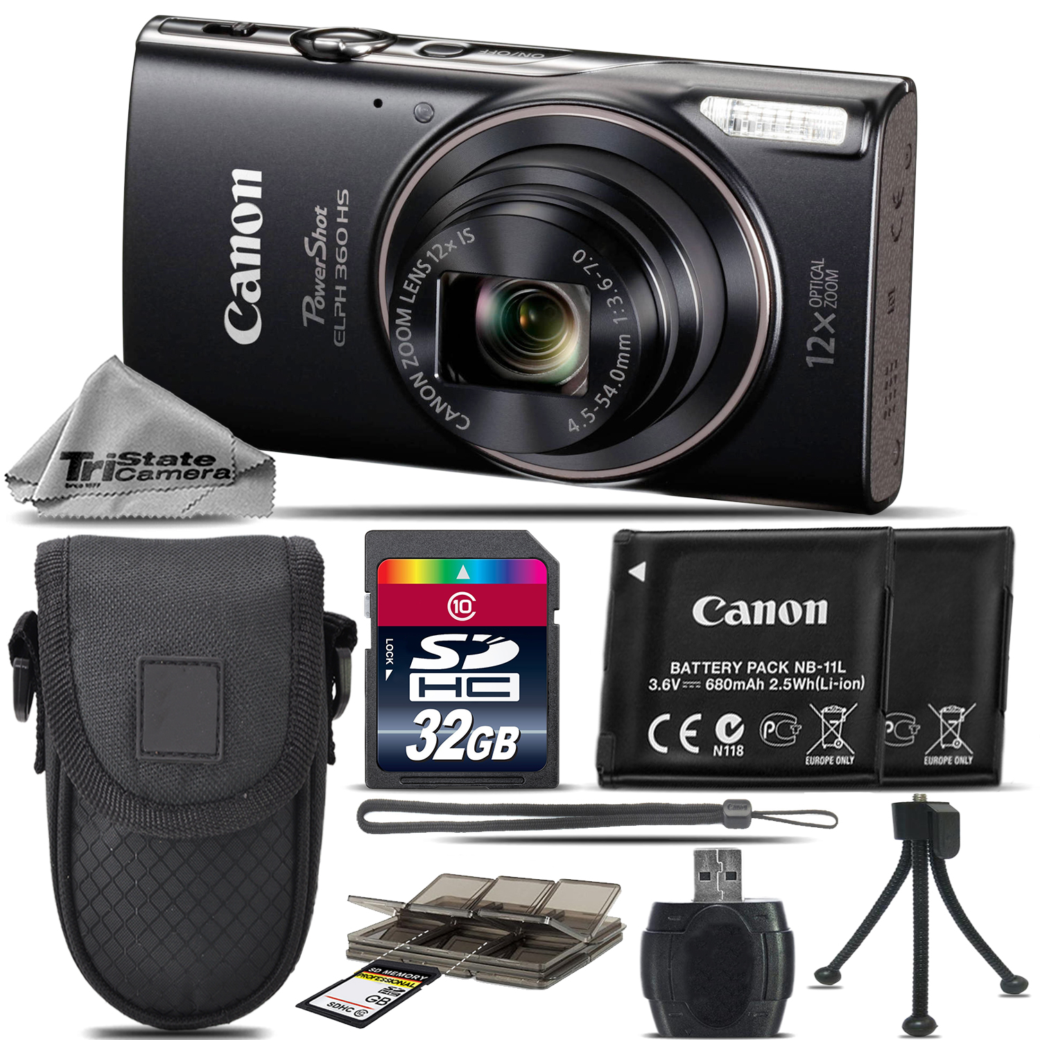 Canon PowerShot ELPH 360 Digital Camera (Black) 1096C001 32GB 793611706798 eBay